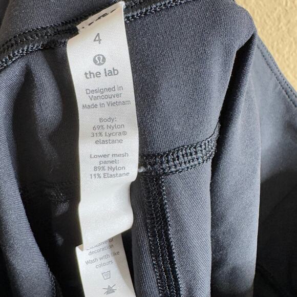 Lululemon The Lab Black Mesh Back‎ Detail Leggings Pants Women’s Size 4 - Picture 7 of 9